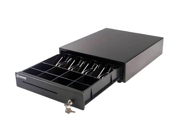 Robuuste en Elegante Kassalade, Kassalade voor Fiscale Kassa, Koudgewalst Staal, Afsluitbaar met een Sleutel, Kabel met RJ12-stekker Inbegrepen, HDWR HD-KER35