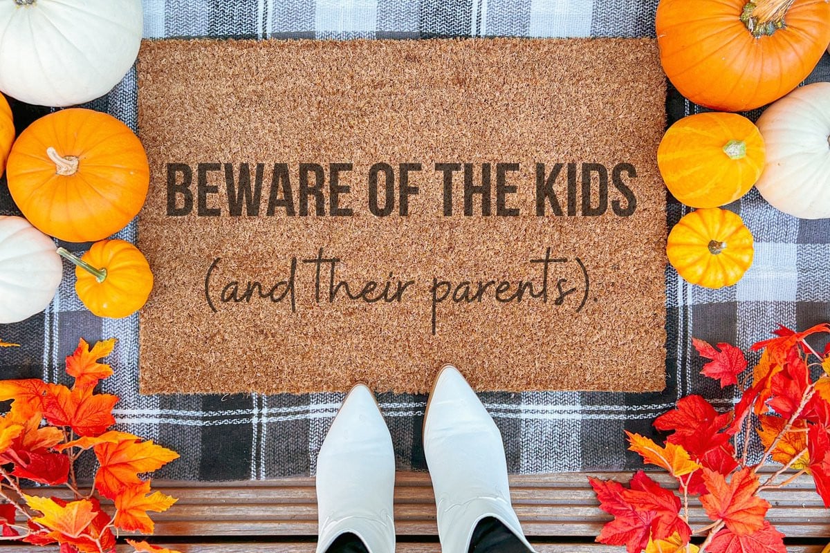Stijlvolle Ingangsmat Beware Of Kids And Their Parents - 90 x 60 cm