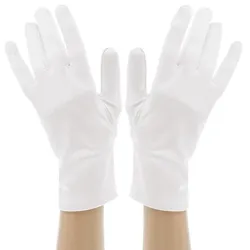 Satin-Handschuhe, weiß, 23 cm