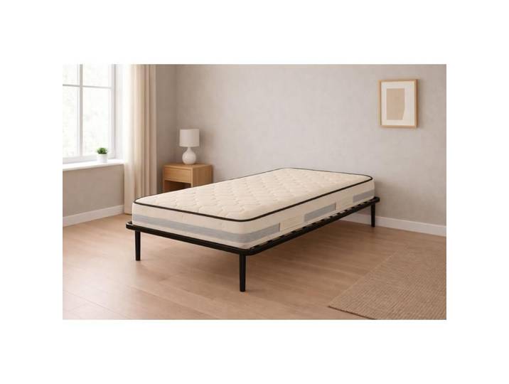 Literie -Matelas 90x200 + Sommier + pieds + Protège Matelas Offerts Mémoire de Forme - 23 cm - Ferme