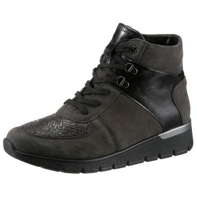 Schnürboots WALDLÄUFER "K-RAMONA-Soft", Damen, Gr. 6 (39), grau, Lackleder, Nubukleder, Textil, Schuhe Schnürboots, mit Orthotritt-Ausstattung und K-Weite (=extraweit)
