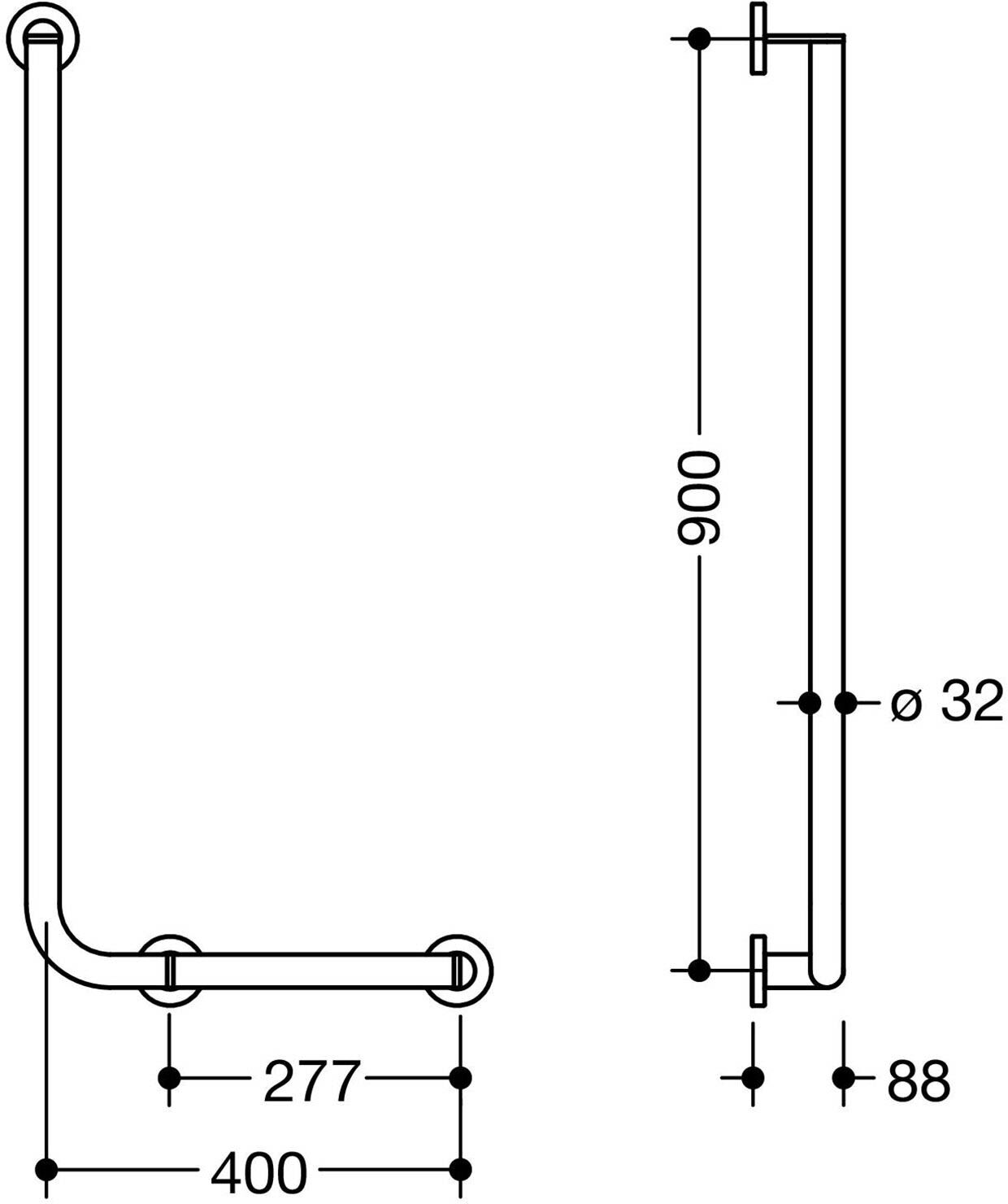 HEWI System 900 Winkelgriff 90 cm, rechts