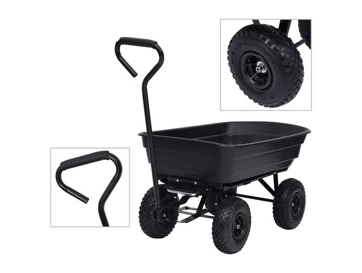 vidaXL Garten-Kippwagen 300 kg 75 L Schwarz