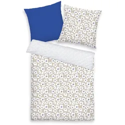 Tom Tailor Renforcé Bettwäsche Floral MIG Cobalt & Sunny Sand 200x220 cm + 2x80x80 cm