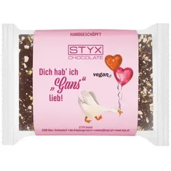 STYX Edelbitterschokolade mit Marillenkrokant - Dich hab ich Gans lieb! bio