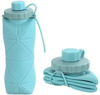 Silver Stone Store Silicone Folding Water Cup, Portable And Scalable, Creative Outdoor Sports Water Bottle, Travel Handy Water Cup blue