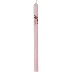 IB Laursen Dünne Stabkerze Celia Hellrosa mit Schleife 20 cm, Ø 1,3 x H 20 cm