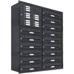 AL Briefkastensysteme 15 Fächer Premium Unterputz Briefkasten Anlage RAL 7016 Anthrazit Grau, Post A4, wetterfest, Artikelnummer: 132P15U2KSP7016