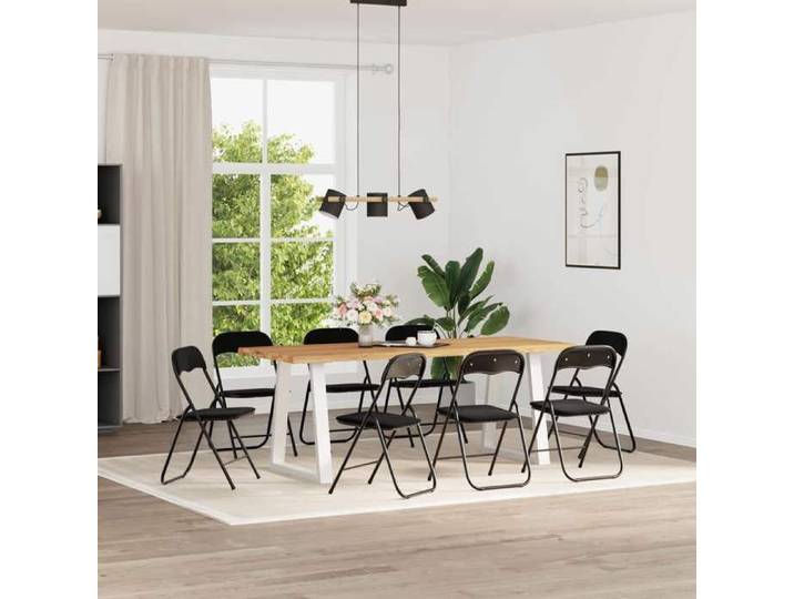 Chaises de Salon/Restaurant - Noir - Chaise pliante - 8 pcs - Pour 8 personnes - Velours - Noir - 48x44x78 cm 2890