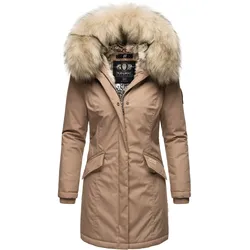 NAVAHOO Damen stylischer Wintermantel Winterparka mit Kunstfell-Kapuze Cristal