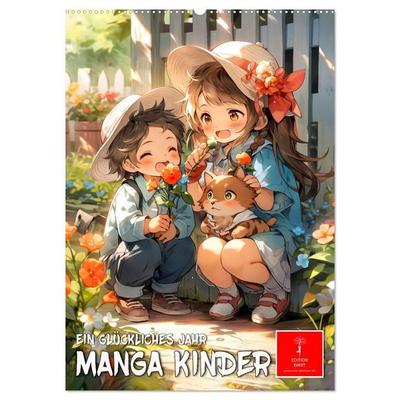 Manga Kinder - ein glückliches Jahr (Wandkalender 2027 DIN A2 hoch), CALVENDO Monatskalender