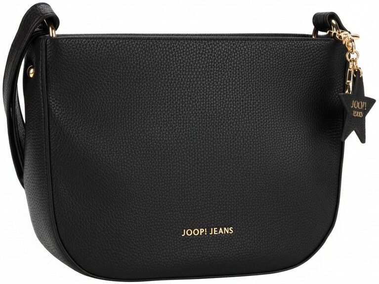 Schultertasche JOOP JEANS "salve stella shoulderbag shz", Damen, Gr. B/H/T: 24cm x 19cm x 6,5cm, schwarz, Lederimitat, Taschen Schultertasche, Damen Umhängetasche, Handtasche mit Reißverschluss