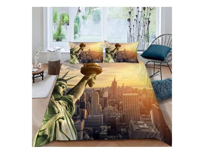LuxusKollektion Jugendbettwäsche Bettwäsche Set 200x200 Freiheitsstatue Skyline New York