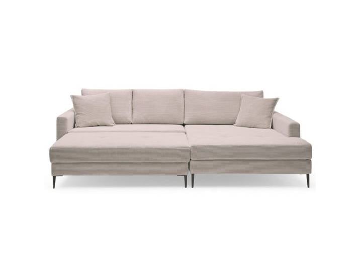Trendstore Hilary Ecksofa in Cord mit Megahocker - Cord Zoom mink - rechts Modern