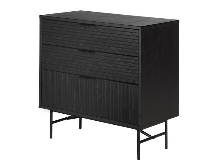 Kommode 3 Schubladen 80 x 80 x 40cm Schwarz/Eiche Schwarz