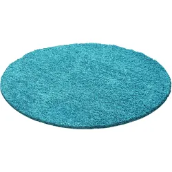 Teppich Hochflor RHEIN in Türkis, einfarbig, Ø 200 cm