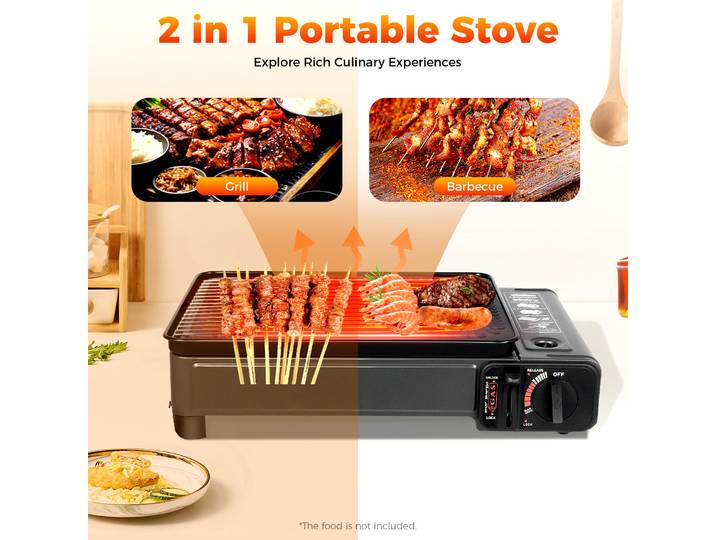 Barbecue portable au gaz, réchaud à gaz butane, gril pour grillades en plein air de viande et de légumes