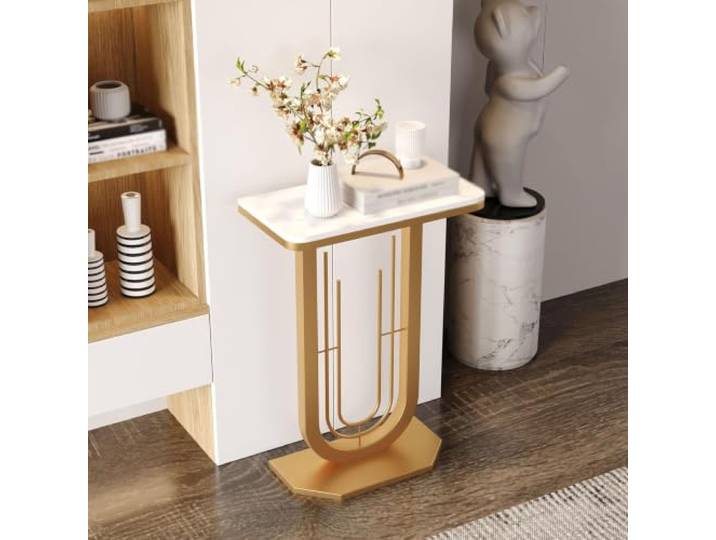 MDEUFYWEGB Moderne Tischplatte aus Sinterstein，konsolentisch schmal Kleiner Flurtisch，console table behind sofa，Flur Möbel, Moderne Wohndekoration(E,50cm/19.7in)