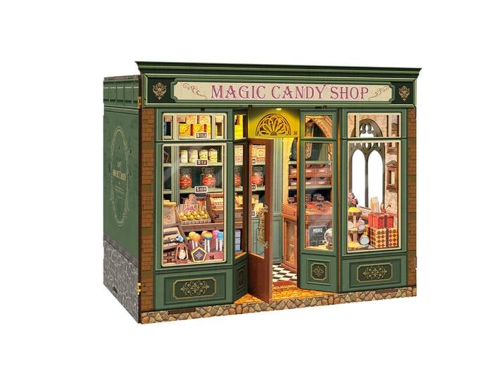 Bricolage bois coin livre Figurines Miniatures magasin de bonbons magiques serre-livres avec lumières LED pour amis cadeaux d'anniversaire décoration de la maison artisanat