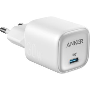 Anker USB-Ladegerät GaN, 30 Watt, 1x USB-C, 1 Port, Schnellladegerät mit USB-C Kabel, weiß