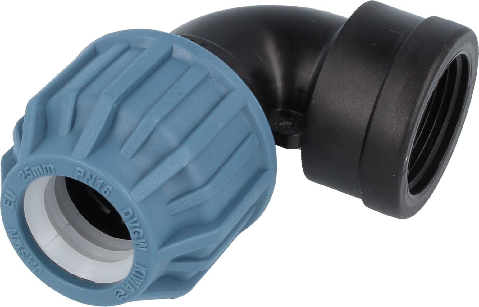 Jason & Vogue PP-klemverbinding 90 graden bocht met binnendraad 25 mm x 3/4 inch DVGW-gekeurd