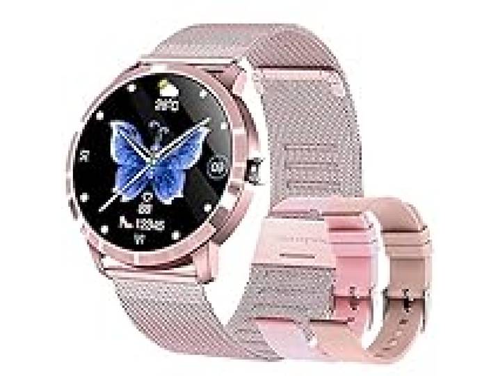 Montre Connectée Homme Femme,Smartwatch Compatible Samsung Huawei Xiaomi Android iOS Podometre Montre Sport Cardiofrequencemetre Etanche IP68 GPS Partagé Modes Sport Notification de Message (Rose)