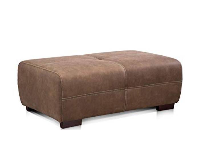 Cavadore Hocker Mavericco / Brauner Hocker in Lederoptik / Industrial Style / Passend zu Big Sofa und Ecksofa Mavericco / 108 x 71 x 41 cm (BxHXT) / Mikrofaser Nougat