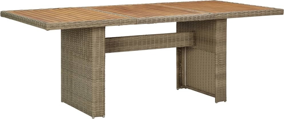 Gartentisch, Esstisch für Garten & Terrasse, PE-Rattan, Akazien-Massivholz, pulverbeschichteter Stahl, wetterbeständig, 200x100x74 cm, Braun