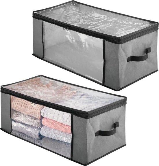 Opvouwbare kledingkastbox met handvatten, grijze opbergdoos voor kleding en textiel