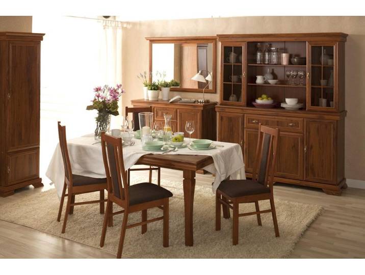 Esszimmer Komplett - Set C Sentis, 10-teilig, Farbe: Dunkelbraun