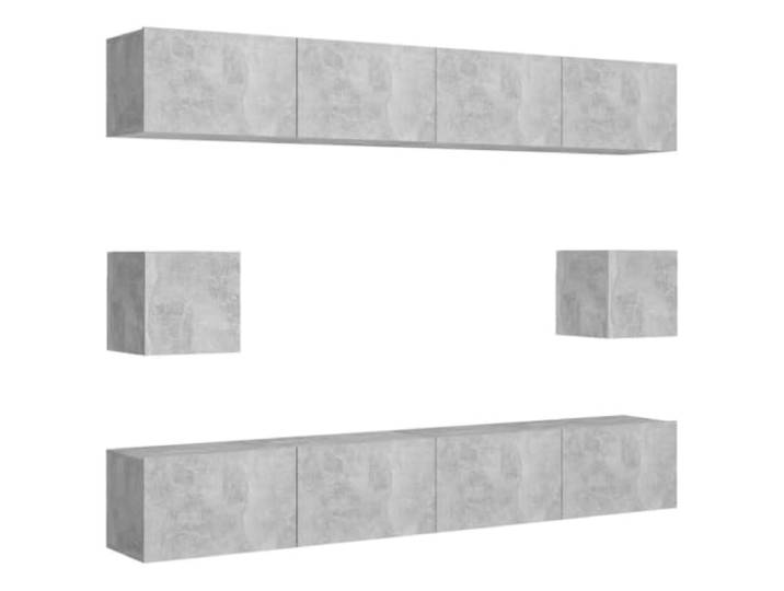 Makastle 6-TLG. TV-Schrank-Set Betongrau Holzwerkstoff