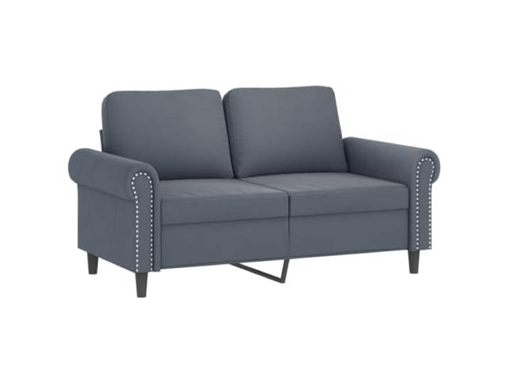 KTHLBRH Sofa-Set, 2-teilig, dunkelgrau, Samt mit Kissen Robuster Metallrahmen, Füllung aus Schaumstoff, 5 Kissen inklusive, geeignet für Wohnzimmer