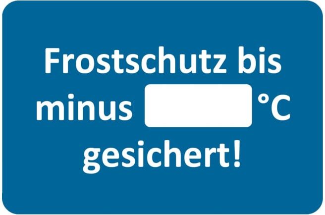 Autocollant de service après-vente Eichner, texte : Protection antigel jusqu'à moins (9220-00053)