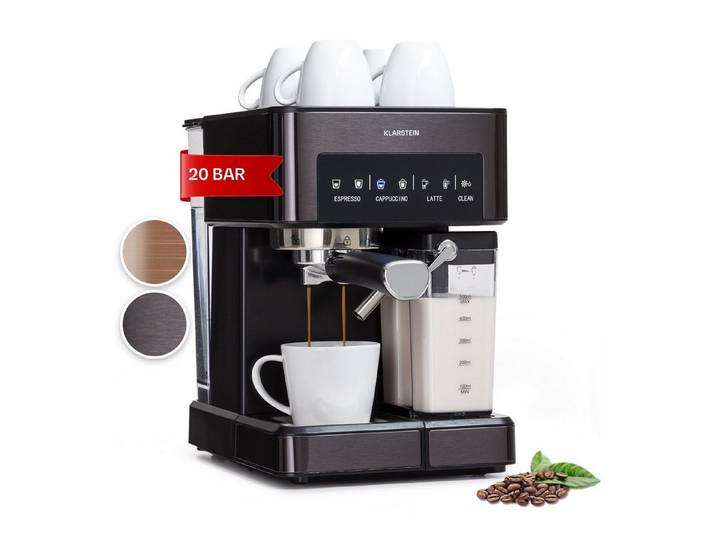 Klarstein Filterkaffeemaschine Arabica Comfort Siebträgermaschine 1350 W 20 Bar 1,8 L Touch, 1.8l Kaffeekanne, Kaffeebereiter Siebträger mit Milchschäumer & 20 bar