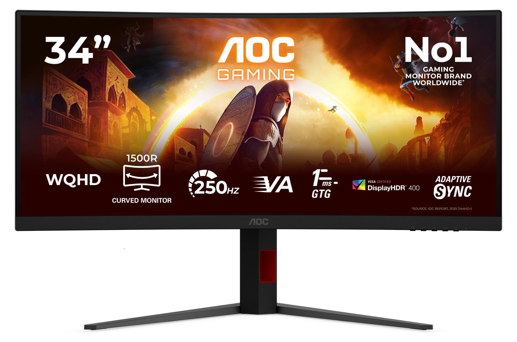 AOC G4 CU34G4ZCA, 86,4 cm (34"), 3440 x 1440 Pixel, Wide Quad HD, 1 ms, Schwarz, Rot