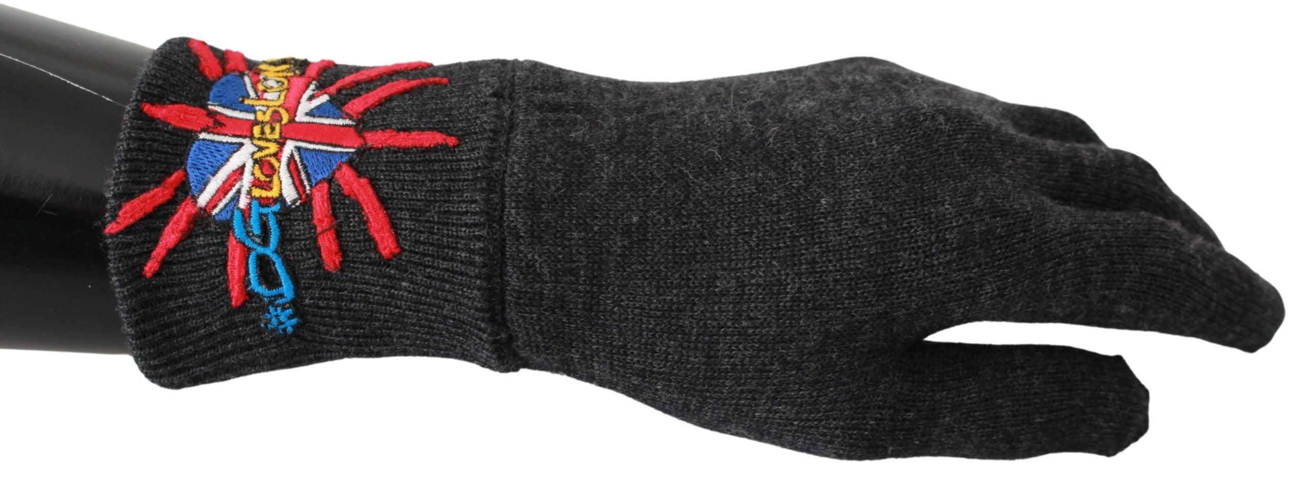 Dolce & Gabbana Gray #Dmen'sLondon Borduurde wollen herenhandschoenen
