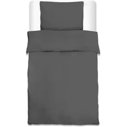BETTWÄSCHE Julie 155/220 cm + Kissenbezug 80/80 cm Anthrazit Renforcé