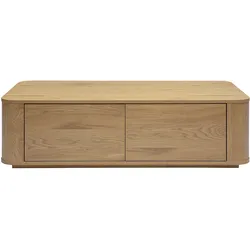 Tischcouchtisch rechteckig mit Stauraum 2 Schubladen Holzoptik helles Eiche L120 cm NEGAN