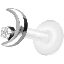 PTFE Labret mit Innengewinde + Titan-Aufsatz MOND + KRISTALL