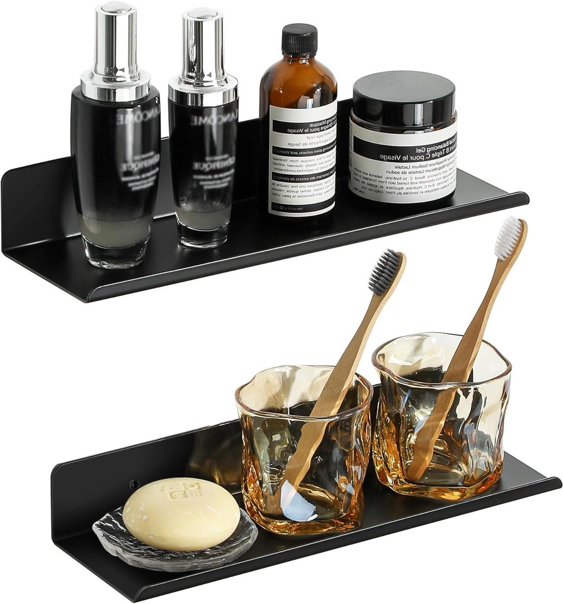 Zwart Zwevend Wandrek - Opbergplank voor Badkamer, Keuken of Woonkamer - 30 cm