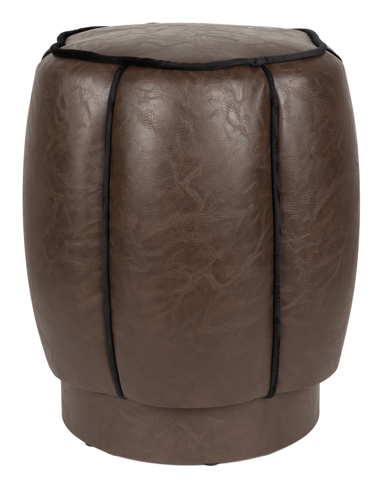 Dutchbone Poef Donna Lederlook - Donkerbruin
