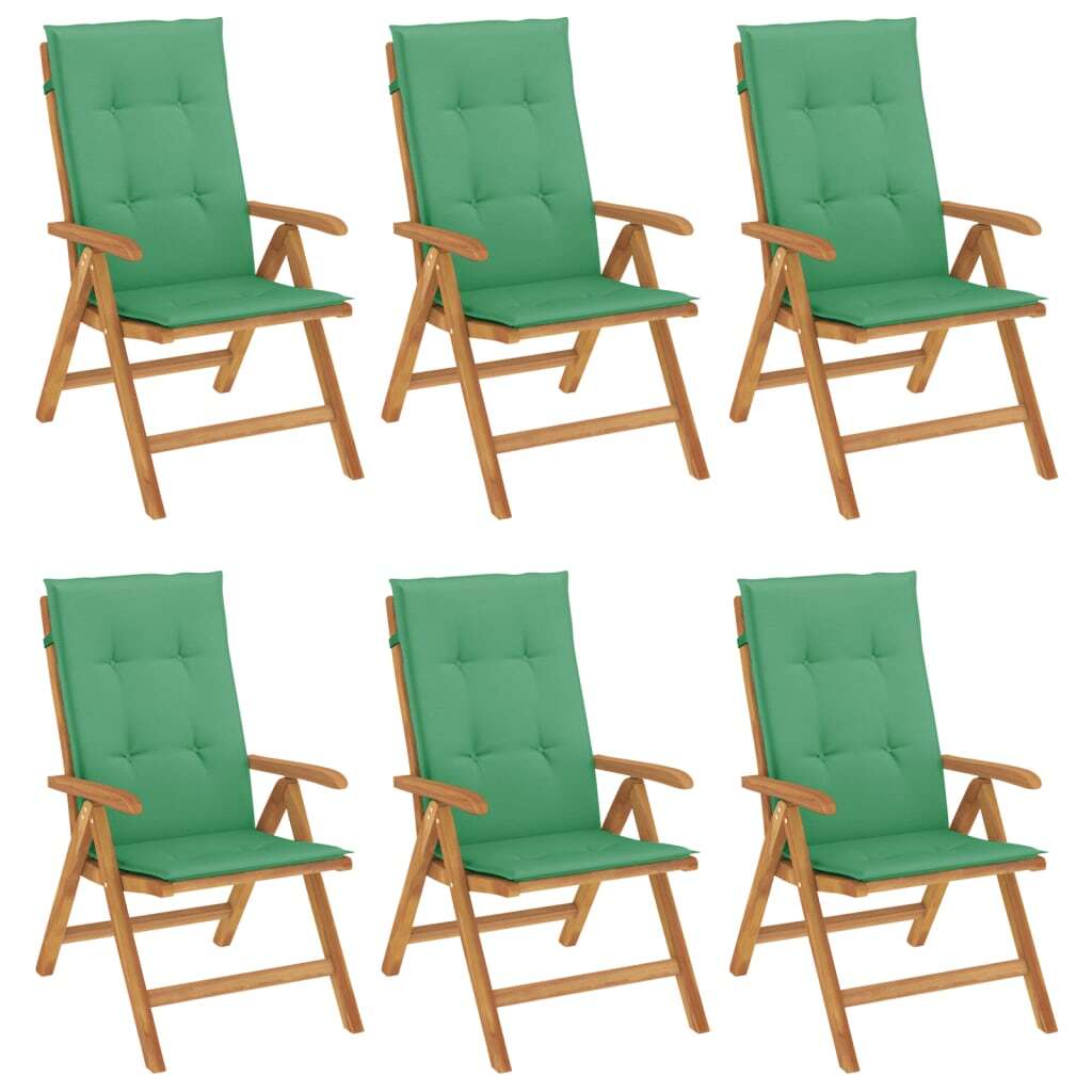 vidaXL Klappstühle Verstellbar mit Kissen 6 Stk. Massivholz Teak