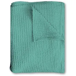 Baumwoll Waffelpiqué Decke petrol 75 x 120 cm aus 100% Baumwolle