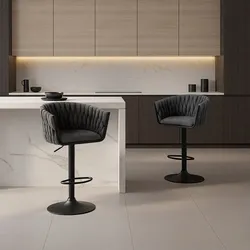 HOME DELUXE Barhocker höhenverstellbar gewebt SAMIR - 3er Set Dunkelgrau