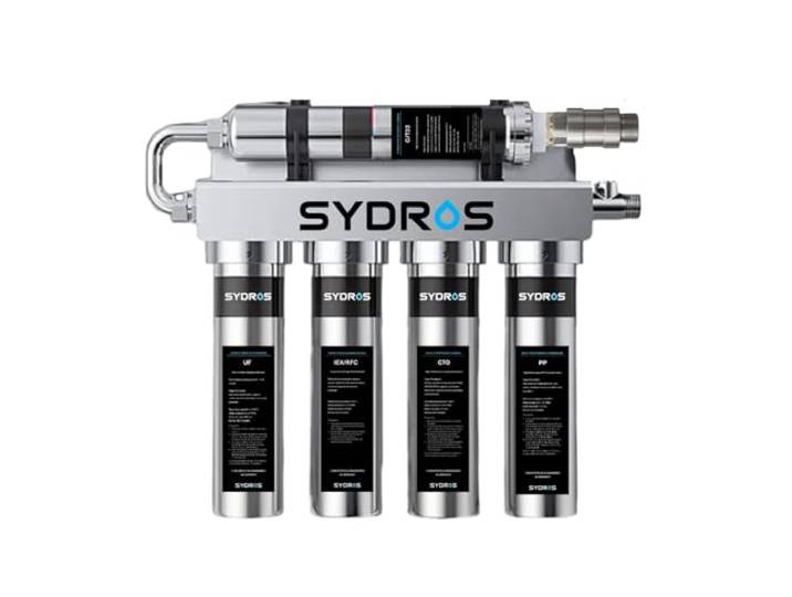 Sydros Optimus Schutz-Bundle - bis zu 90% weniger Kalk & 500+ Schadstoffe 5-Stufen-Wasserfilter + Kalkbrecher: PFAS, Mikroplastik & Chlor reduzieren, Kalkablagerungen bis zu 90 % mindern