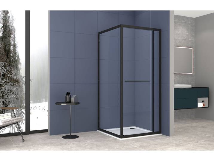 Eckdusche SANOTECHNIK Sanotechnik SlimLine Eckduschkabine schwarz , schwarz, B:100cm H:200cm, Duschkabinen, Eckdusche