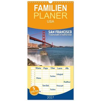 Familienplaner 2027 - San Francisco - Traumstadt in Kalifornien mit 5 Spalten (Wandkalender, 21 x 45 cm) CALVENDO