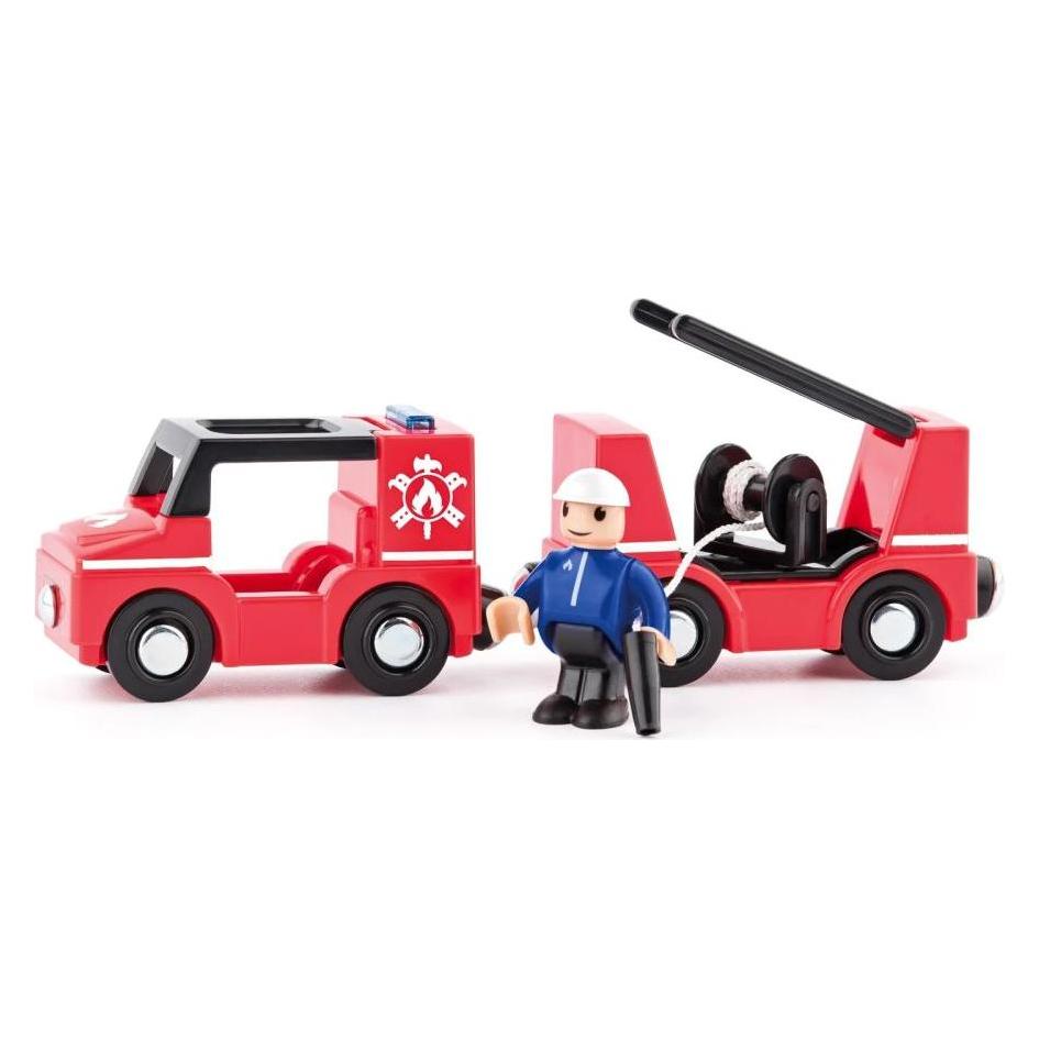 Woody Wagenset für Zug - Feuerwehr, 4-teilig (90794)