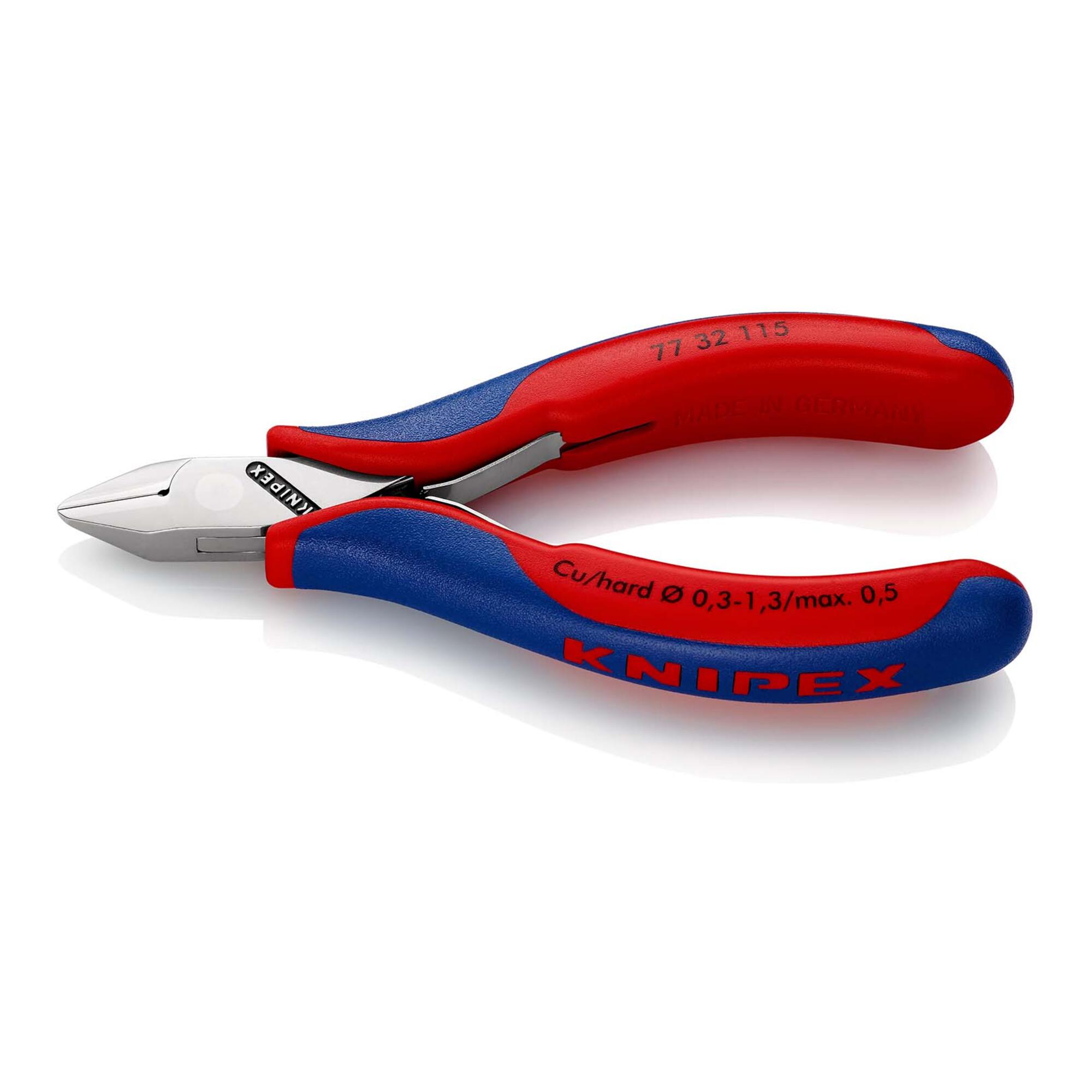 KNIPEX 77 32 115 Elektronik-Seitenschneider mit durchgestecktem Gelenk mit Mehrkomponenten-Hüllen 115 mm)