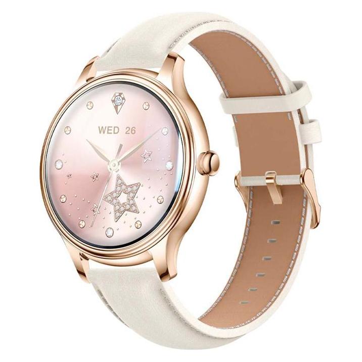 Colmi Smart Watch L28 (Gold + Gold leather strap) (41.50 mm, ohne SIM) (L28 Gold)